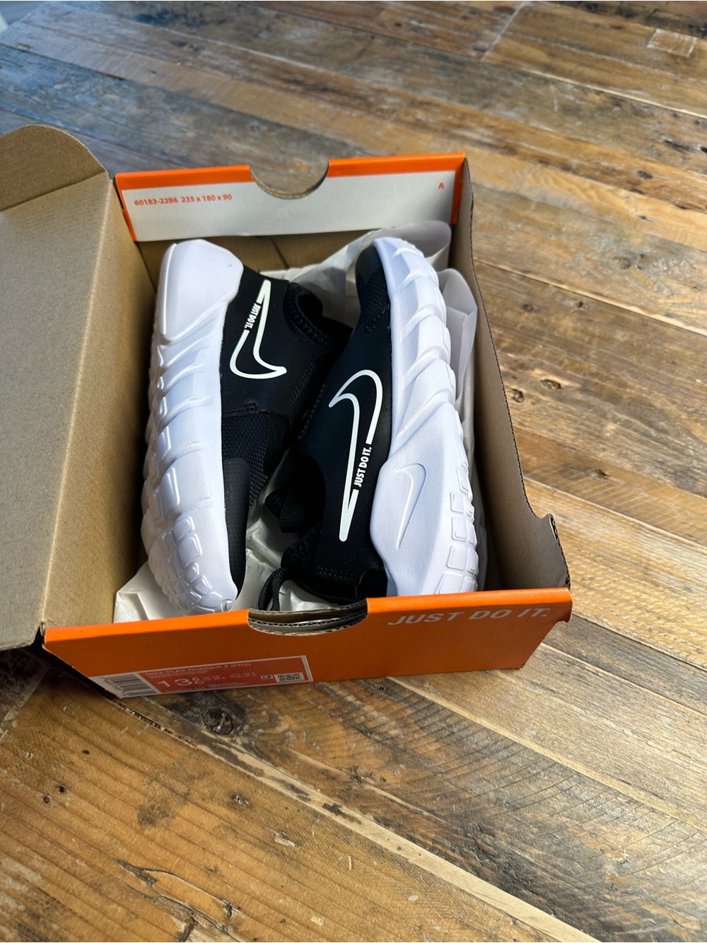 Nike Kids Flex Runner Black and White Slip-On Sneakers